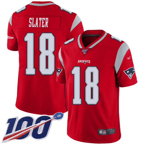 New England Patriots Football #18 100th Season Inverted Limited Red Men Matthew Slater NFL Jersey